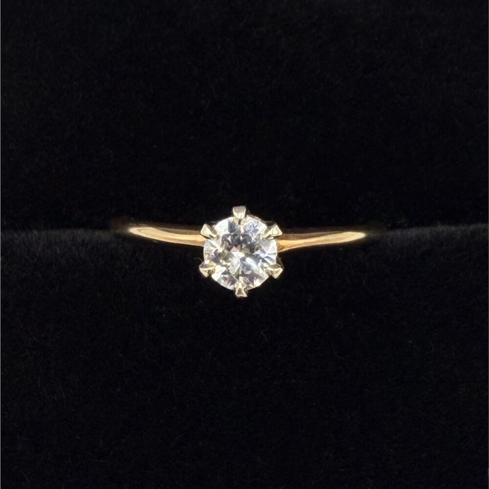 Vintage Ostby Barton 14K Diamond Solitaire Ring Size 5.75 Engagement Promise